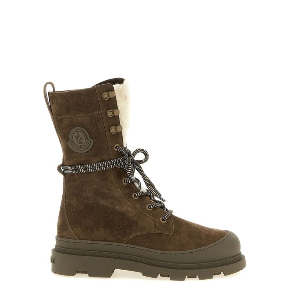 Moncler Brown Leather Lace-Up Women's Boots